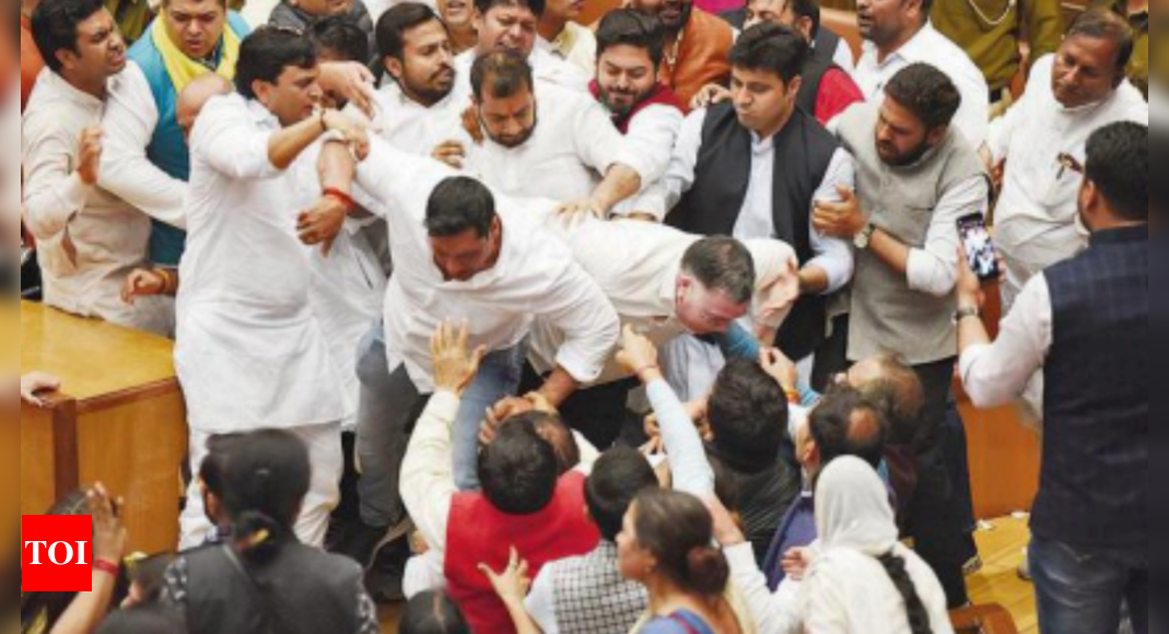 Standing committee election: Mayhem, chaos, disorder in Delhi MCD house | Delhi News