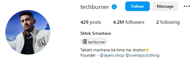 Tech Burner Instagram Income
