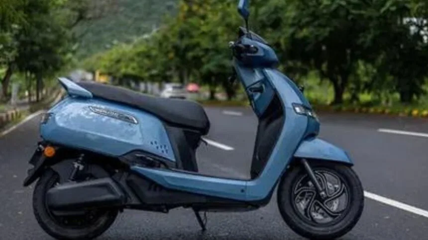 TVs Iqube Electric Scooter on Road Price India